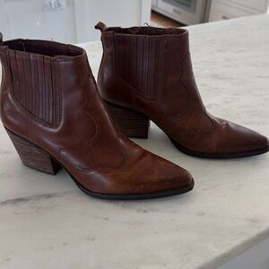 Sam Edelman Winona Leather Western Brown Ankle Boots